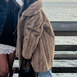 Vintage tan faux fur coat